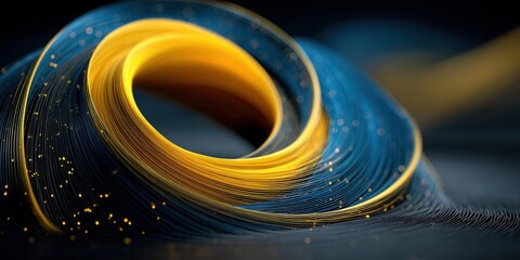 Wall Mural - sleek 3d torus in rich sapphire blue and vibrant yellow