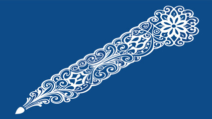 Leinwandbilder - Vector illustration of an ornate floral design with intricate detailing on a teal background, showcasing a stylized flower and decorative accents