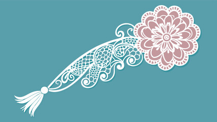 Leinwandbilder - Vector illustration of an ornate floral design with intricate detailing on a teal background, showcasing a stylized flower and decorative accents