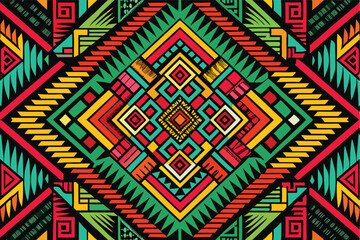 Fototapete - Vibrant geometric patterns in a colorful vector illustration designed with bold shapes and intricate details that evoke a lively atmosphere
