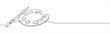 © drawing lines - Palette and paint brush continuous one line drawing. Paintbrush symbol.
