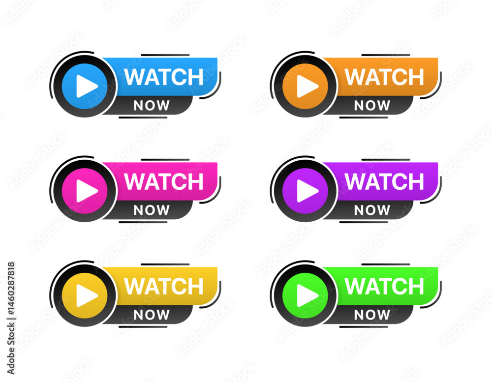Watch Video Now Button Watch Now video button or icon in vector format. Ideal for streaming ...