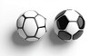 © SlashStd - Two soccer balls, black and white, studio shot, clean background, sports graphic