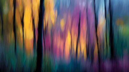 Fototapete - A colorful abstract painting of a blurred background with trees, ai
