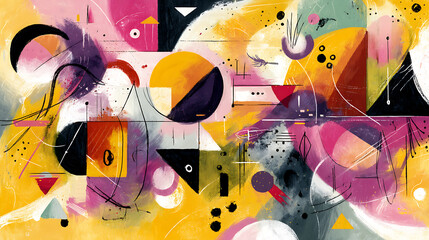Poster - A colorful painting with a lot of different colors and shapes, ai