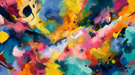 Leinwandbilder - A colorful painting with a lot of different colors and shapes, ai