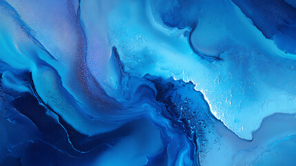 Poster - Abstract art blue paint background with liquid fluid grunge texture