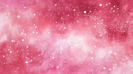 Fototapete - Abstract pink background with snowfall watercolor elements and copy space image