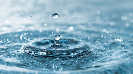 Fototapete - Blue water in nature showcases liquid essence, clean droplets, invigorating aqua purity, and creates a soothing, refreshing atmosphere for any project, background for spa treatment