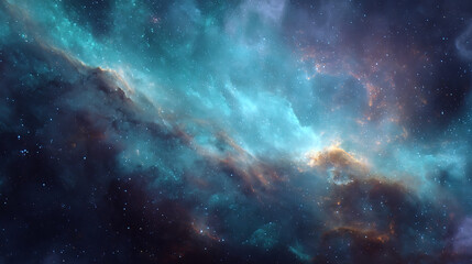 Aufkleber - Blue neblua, cyan nebulae, space wallpaper, colorful star background, galaxy, space