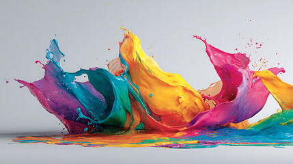 Poster - Colorful paint splash on white background