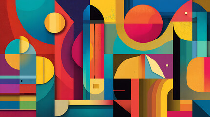 Poster - Colorful forms and lines in cubism style