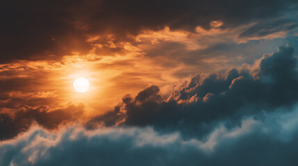 Aufkleber - Cloudy sunset in late spring, creative banner, copyspace image