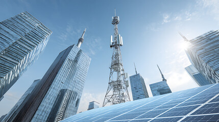 Poster - Clean energy on smart city wireless technology, business, building, urban, skyscraper, office, creative, modern, future, success, work, economic, architecture, finance