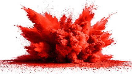 Poster - Bright red paint color powder explosion isolated white background