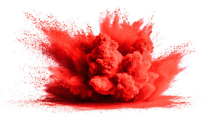 Poster - Bright red paint color powder explosion isolated white background