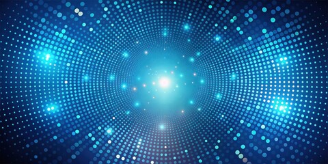 Wall Mural - abstract blue circular light pattern design with glowing dots and radiating energy