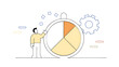 © THIBNH - time tracking system or time management to manage project or productivity evaluate efficiency or project resources planning concept business man stand with stop watch timer time spend pie chart 070525