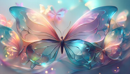 Wall Mural - abstract y2k butterfly clip chaos background