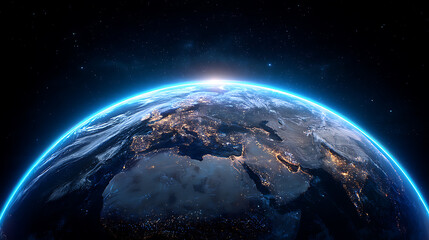 Aufkleber - Planet earth with a blue outline, planet earth from outer space