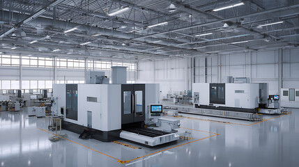 Aufkleber - Simple industrial innovation, a minimalist shot of a high, tech manufacturing facility with precision machinery