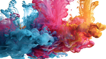 Poster - Multicolored paint in water on a white background