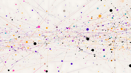 Poster - Data connected with lines and dots, large language model graphic, dots and lines are colorful, business color scheme
