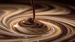 © CreativeCreations - Swirls of decadence, dark and milk chocolate delight, liquid indulgence, capturing irresistible flow of rich bliss, culinary elegance, artistry of pouring creamy perfection