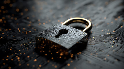 Leinwandbilder - Cyber security concept and internet privacy data protection modern showing padlock protecting business and financial data to protect personal information on digital devices, data governance