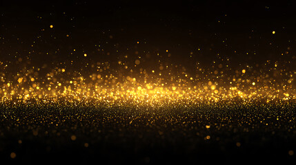 Aufkleber - Glowing golden light effect on black background, glittering abstract illustration, luxury graphic design premium