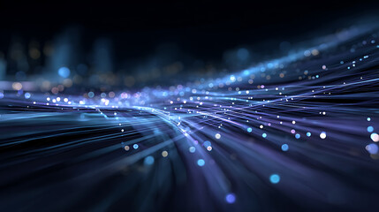 Leinwandbilder - Futuristic data stream 3d illustration, data transfer technology, cyberpunk, big data and cybersecurity, cyberspace, blockchain transactions, abstract technological background