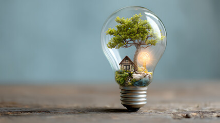 Aufkleber - Eco friendly lightbulb, concept of renewable energy and sustainable living