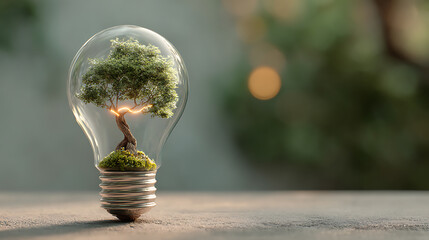 Aufkleber - Eco friendly lightbulb, concept of renewable energy and sustainable living