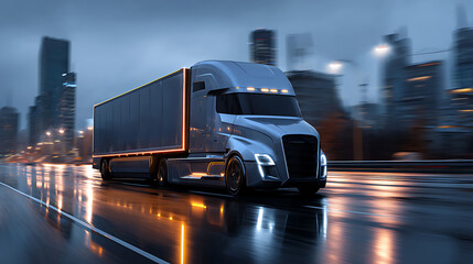 Aufkleber - Driverless autonomous truck on the road