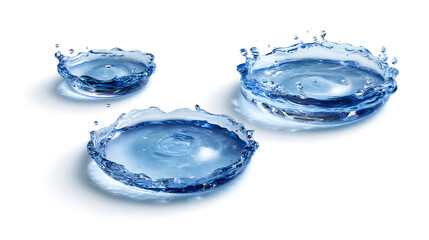 Poster - Set of three 3 water round droplets isolated on white background
