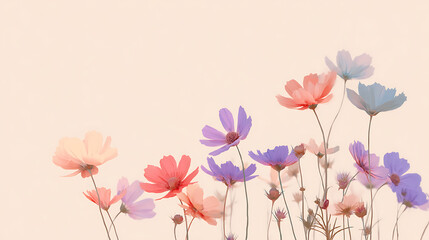 Poster - Pastel flowers, minimalistic background, pastel colours