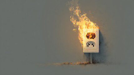 Aufkleber - Illustration of a burning power socket