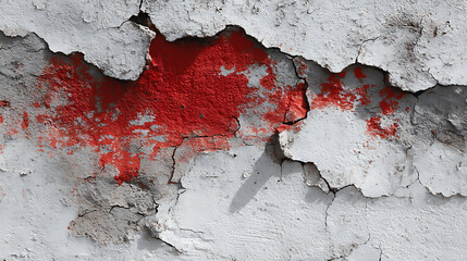 Aufkleber - Old weathered cement wall with red paint peeling off, cracks, and a copy space image