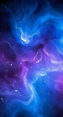 Wall Mural - cosmic nebula in deep space. blue and purple celestial clouds with stars. galaxy exploration, astron