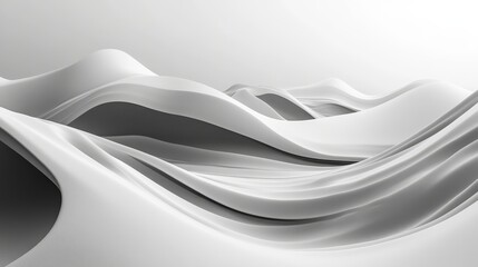 Abstract white and gray wavy forms in a digital composition.