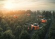 © Five Million Stock - Drone powered smart delivery system over agricultural landscape improving precision logistics and optimizing AI driven sustainable transportation for seamless supply chain management,