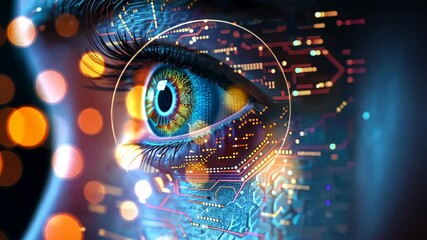 Wall Mural - digital eye: a futuristic vision of technology and humanity merging