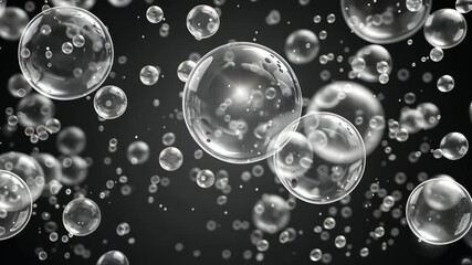 Wall Mural - abstract bubbles floating in dark background: a visual symphony of translucent spheres