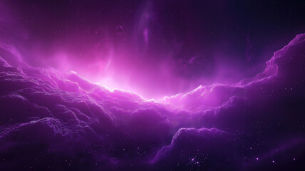 Wall Mural - purple nebula glowing in starry space with stardust and milky way galaxy in the background