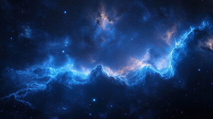 Wall Mural - Beautiful blue nebula illuminated by countless stars, creating a cosmic wonder in space