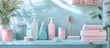 © adiba - Pastel Bathroom Shelf with Cleaning Supplies and Towels