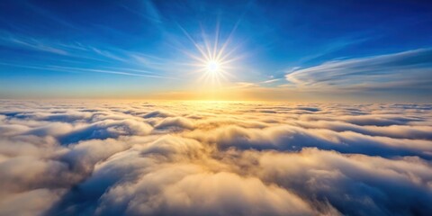 Wall Mural - a breathtaking aerial view of a sunlit seascape of clouds, a majestic panorama of nature's artistry,