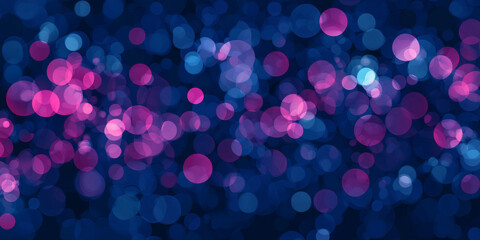Wall Mural - bright and colorful bokeh background featuring pink and purple circles on deep blue backdrop, creati