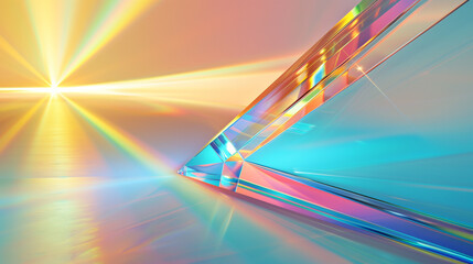 Radiant prism refracting unknown spectral color, vibrant gradient transitions, revolutionary optical discovery