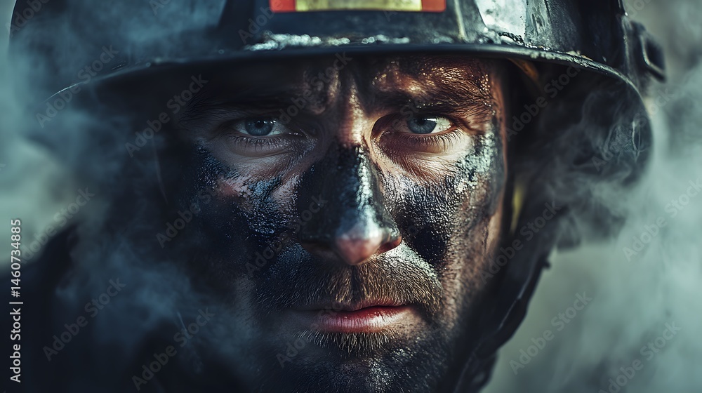 Firemen Face Photo Stock Firefighter's Face in Action: A firefighter's face with ...